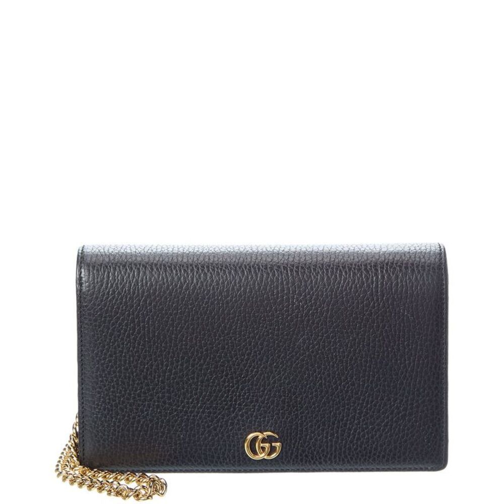 Gucci Black Calfskin Leather Gg Marmont Mini Wallet (Authentic Pre-Loved)